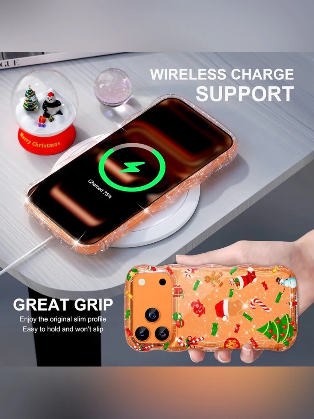 Holiday Print CLEAR Shockproof Case for iPhone 17 Pro Max NWT 📱❤️🎄